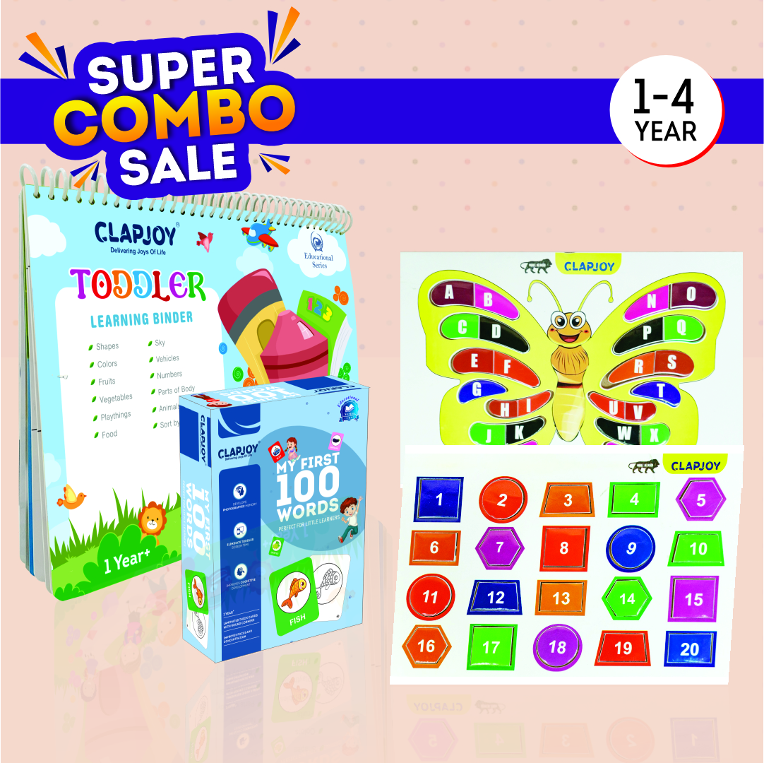 Clapjoy Velcro Level 1, My First 100 Words, 3d Tray Alphabet & Number Combo