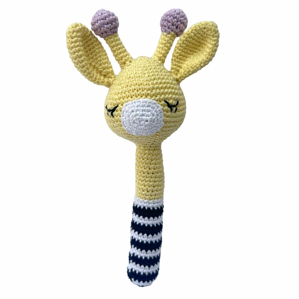 Clapjoy Baby Rattle, Giraffe long rattle, 0-6 Months Montessori Sensory Toys for Babies, Handmade Crochet Baby Ring Rattle Toy | Teething Toy |