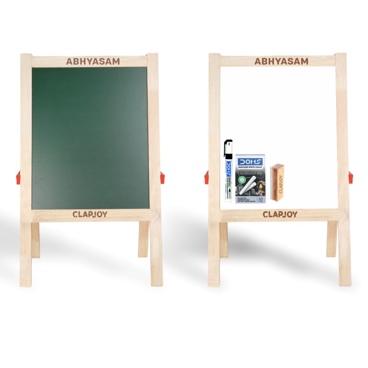 Clapjoy Abhyasam Wooden Double-Sided Chalkboard and White Easelboard for Kids