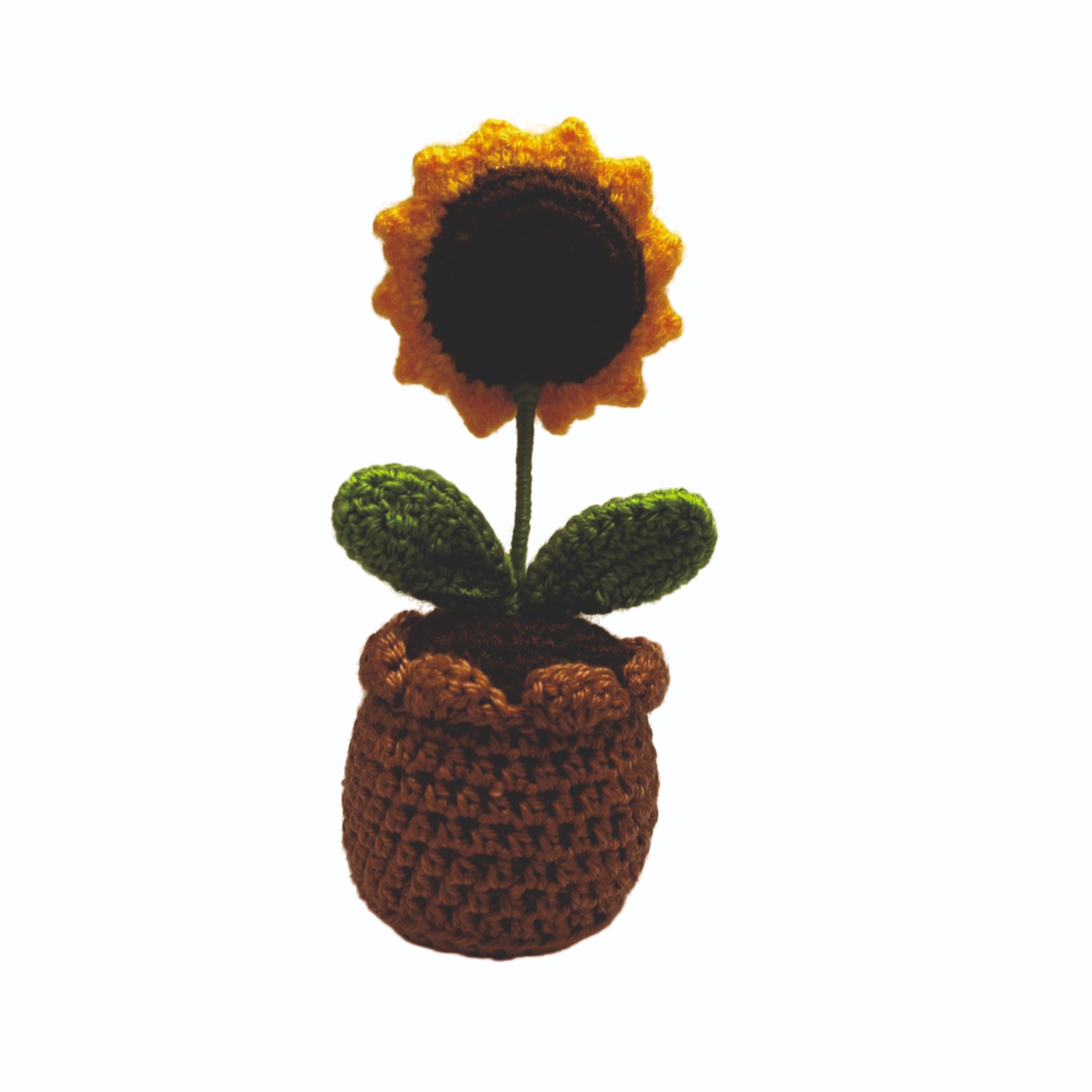 Clapjoy Handmade Crochet Sunflower with Pot – Amigurumi Potted Flower for Home Decor, Gifting & Desk Decoration